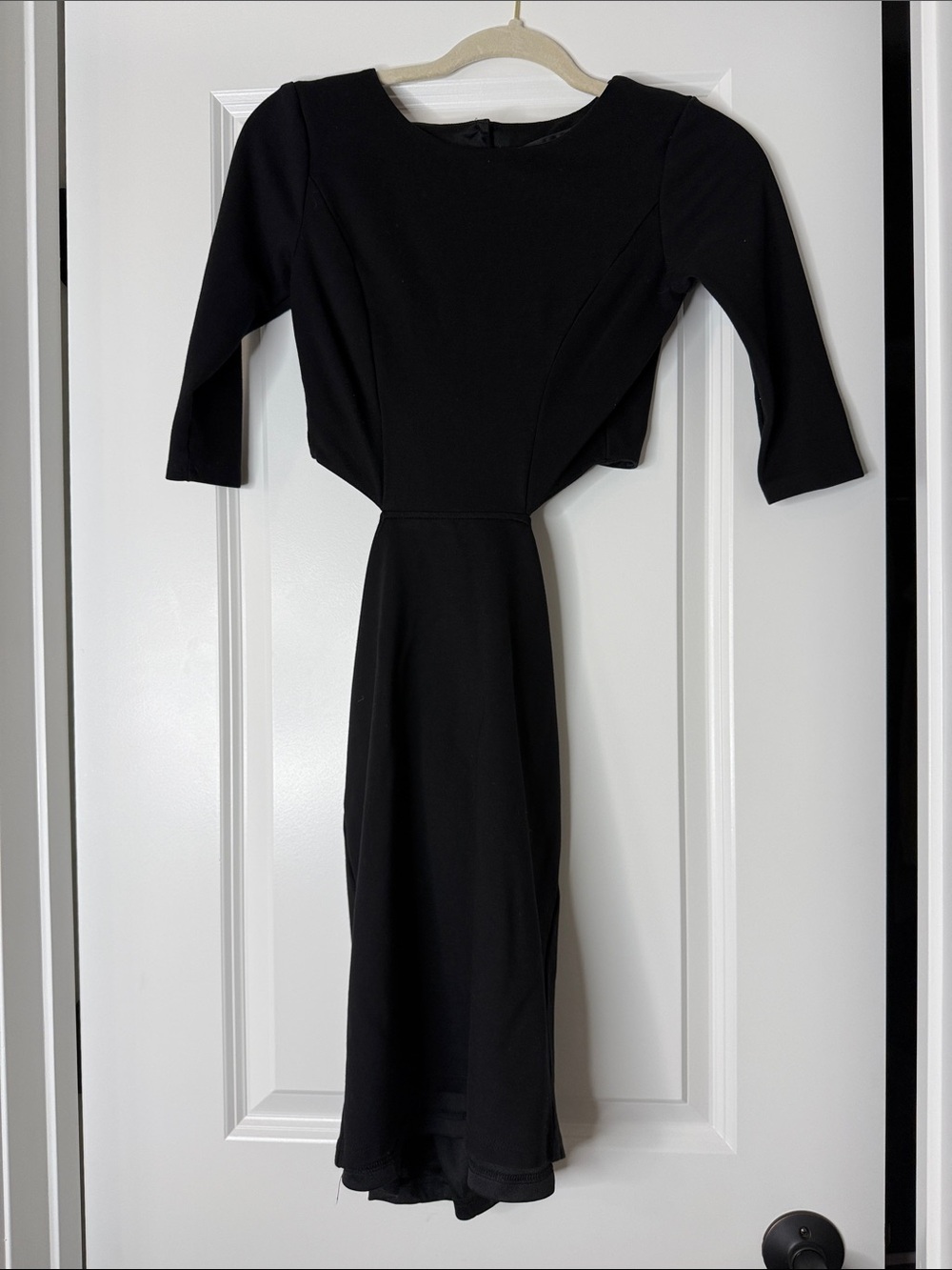 Lulu's Black Cut Out Dress with Three-Quarter Sleeves